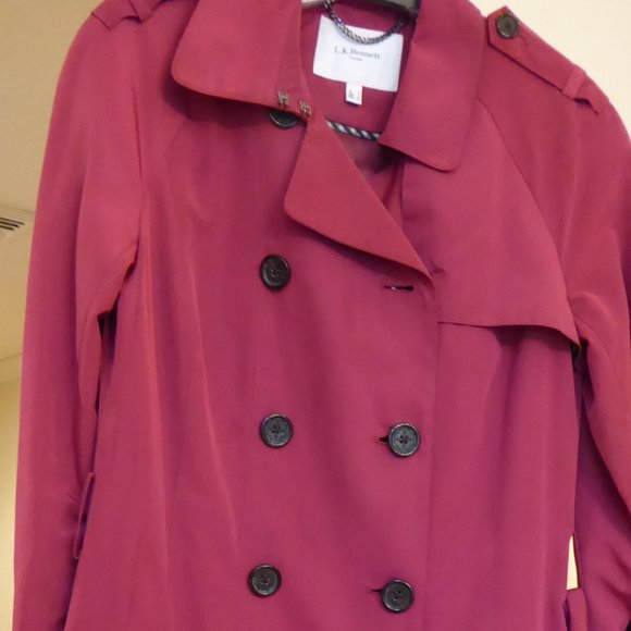 LK Bennett Light Weight Raspberry Pink Double Breasted Trench Coat USA Size 4 - Picture 1 of 15